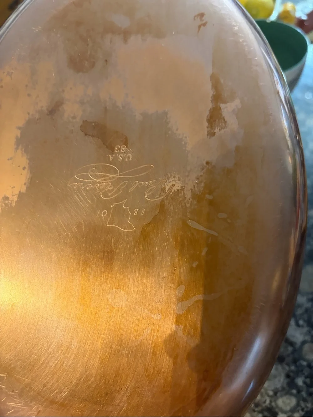 Vintage Paul Revere Copper-Finish Fry Pan with Brushed Brass Handle